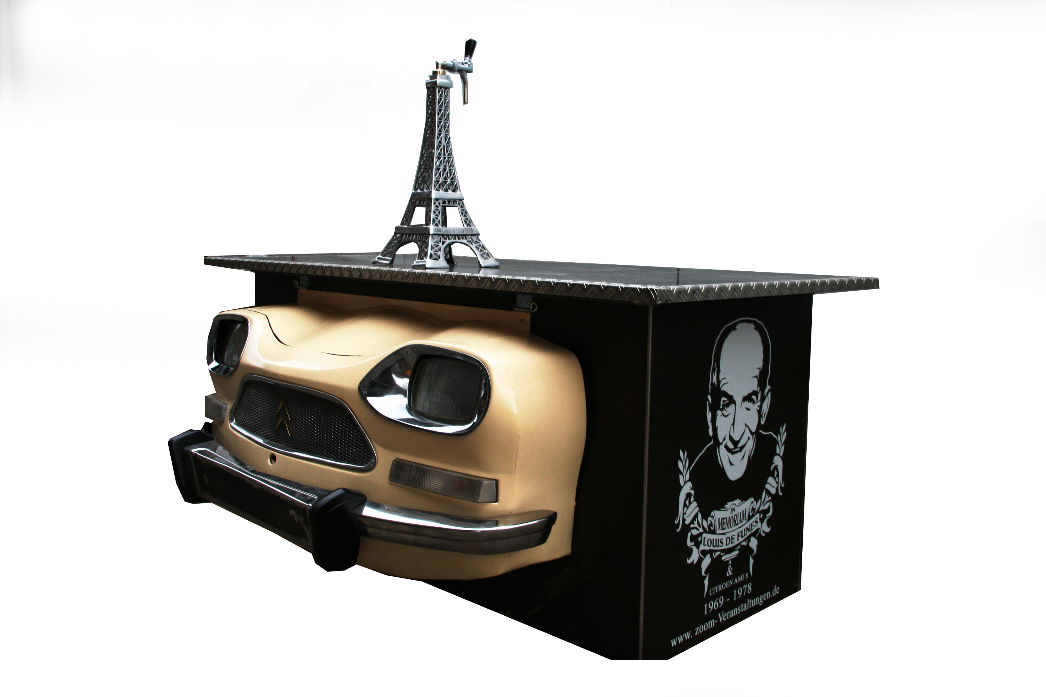 Showtheke " Louis de funes"  mit Citroén Ami8 Front, (BJ 1961) 2,0 x 0,8m
